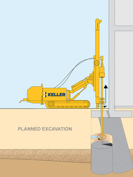 Keller rig demonstrating jet grouting technique